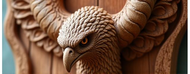 Handgeschnitztes Holzkunstwerk, ein Vogelmotiv